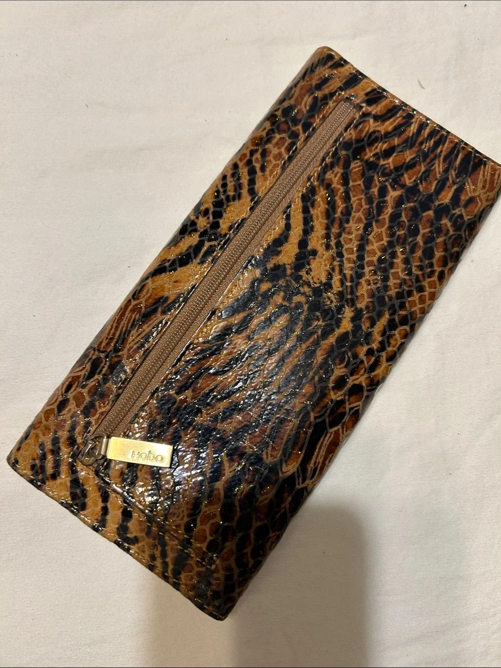 HOBO Brown & Black Snake-Print Key and Card Holder